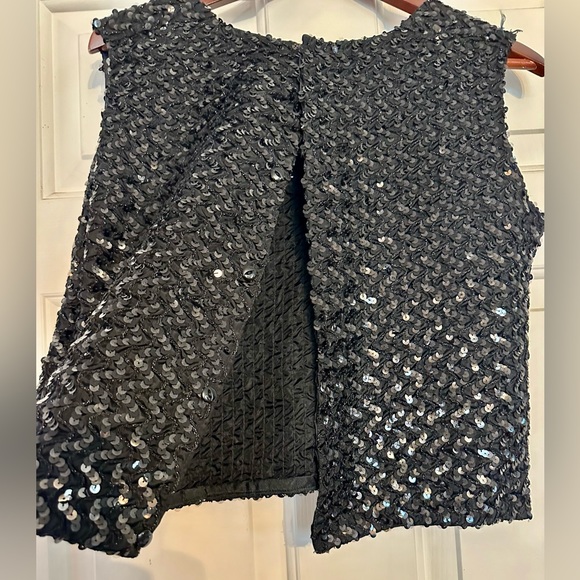 Women’s Bellino Top Black Sequin Sleeveless‎ Tank Back Slit EU 38 US 4-6 - Picture 4 of 5